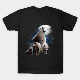 Space Wolves Cosmic Snow Wolf Howling At Moon T-Shirt